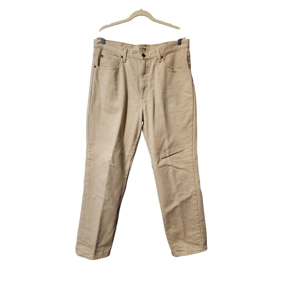 LL Bean Jeans Fleece Lined Denim Mens 36x30 Tan